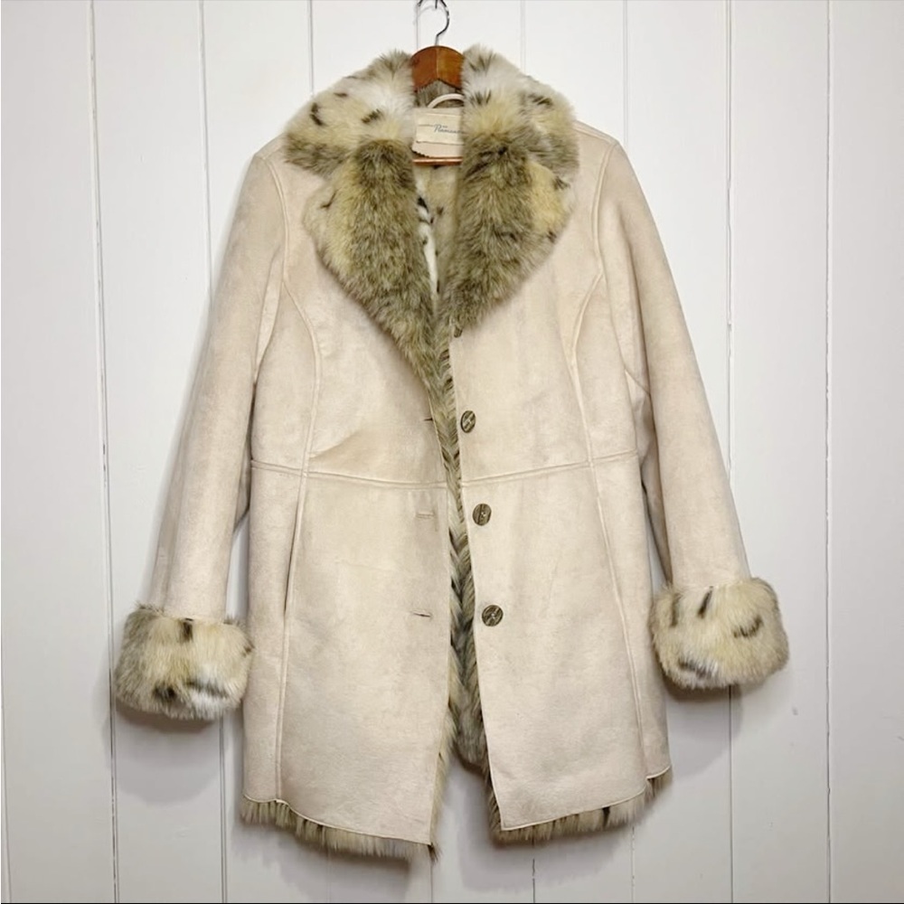 Vintage Penmans Faux Fur/ Suede Button Up Coat. Size 1X.